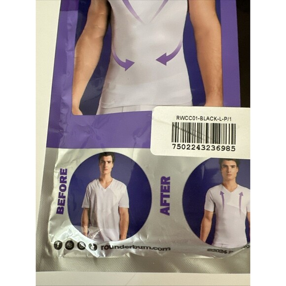 Rounderbum Man Cotton Compression Tech Tank Top L Black Improves Posture Slims - Picture 4 of 5